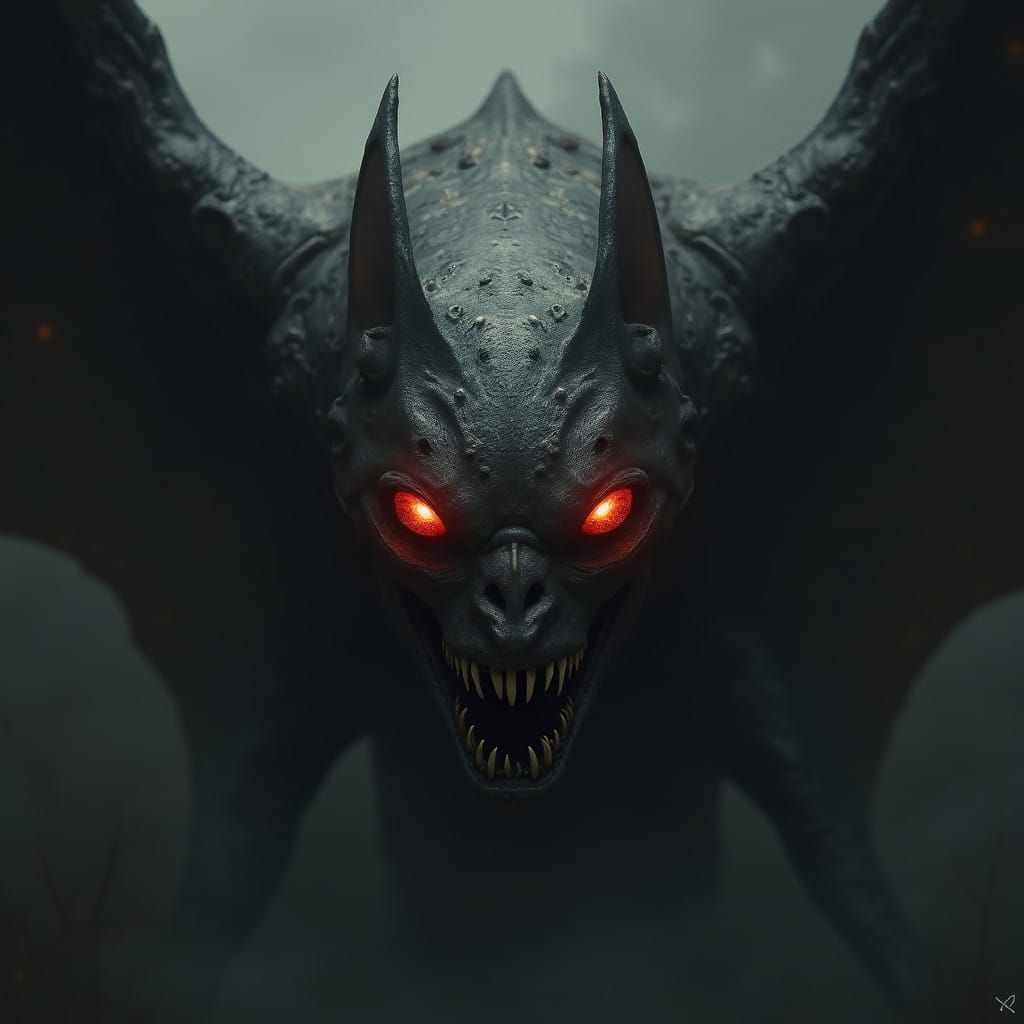 Dark, Mottled Creature Emerges from Shadows in Cyberpunk Aes...