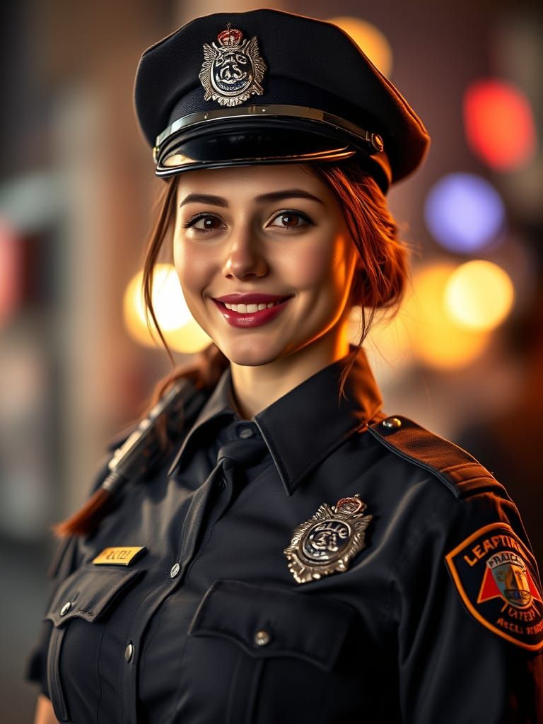 Beautiful Female Police Officer in Confident Pose