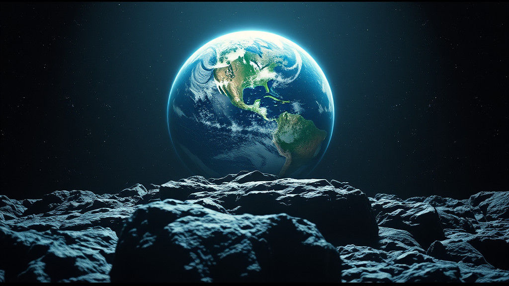 Earth from Asteroid: Cinematic Space View