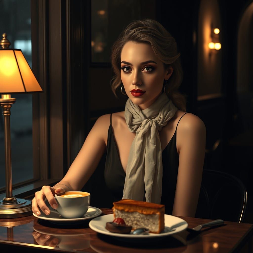 Sophisticated Woman in Hyper-Realistic Evening Attire