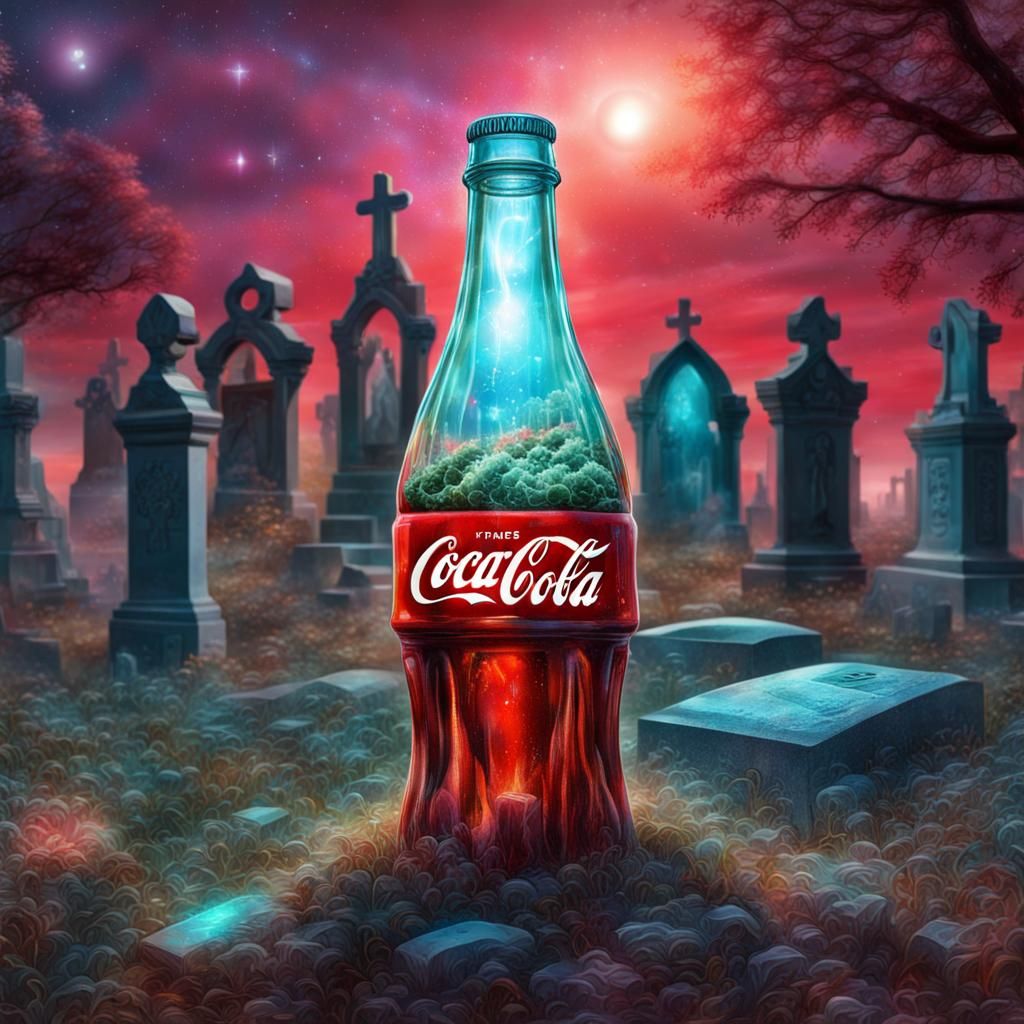 Coca-Cola Bottle in Graveyard, Astral Illustration