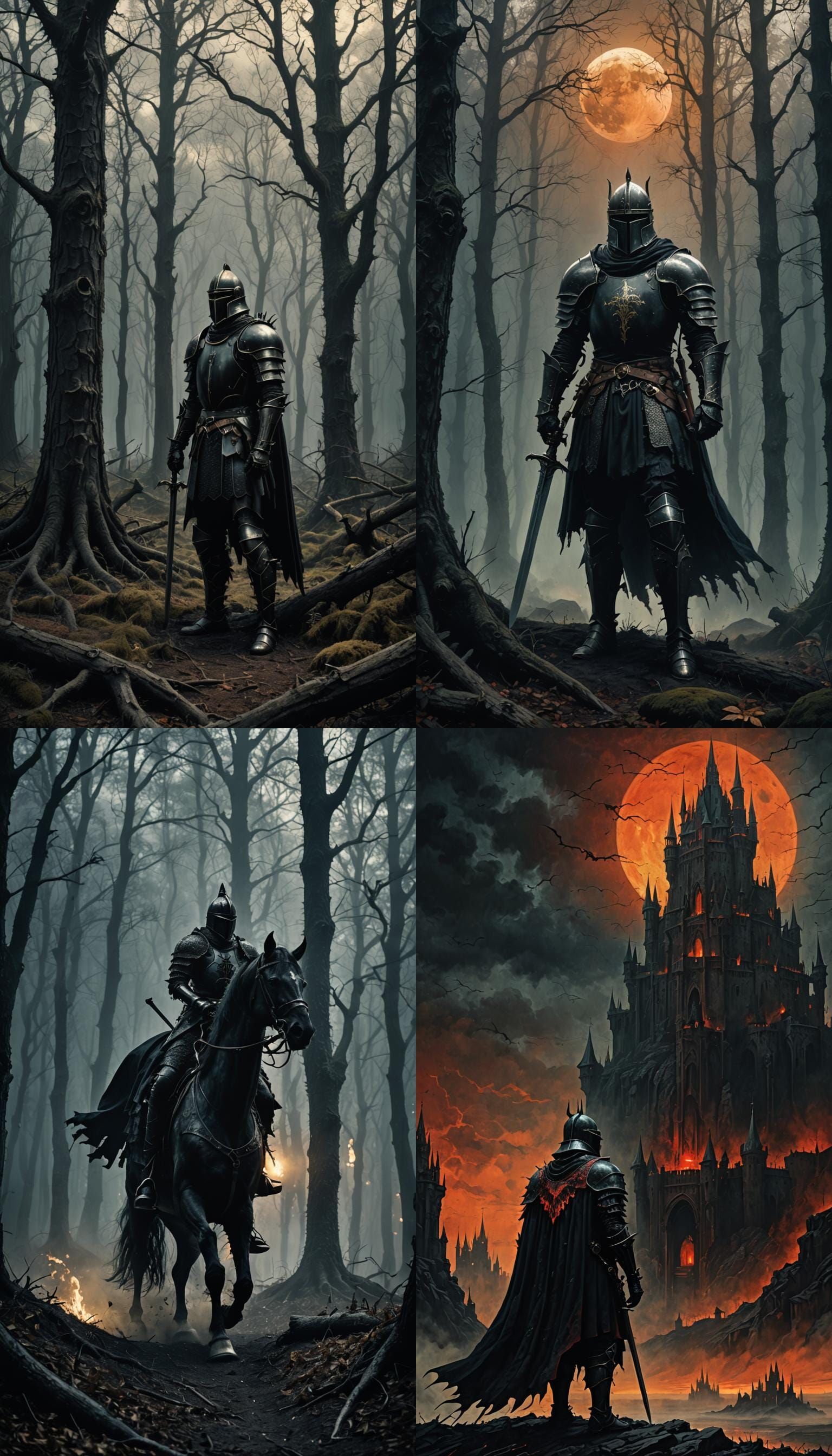 Dark Fantasy Black Knight Illustration