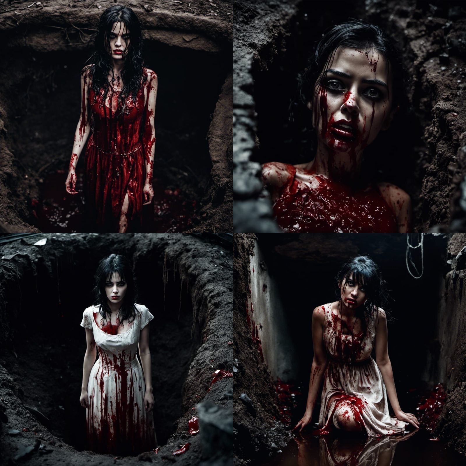 Dead girl emerging from hole