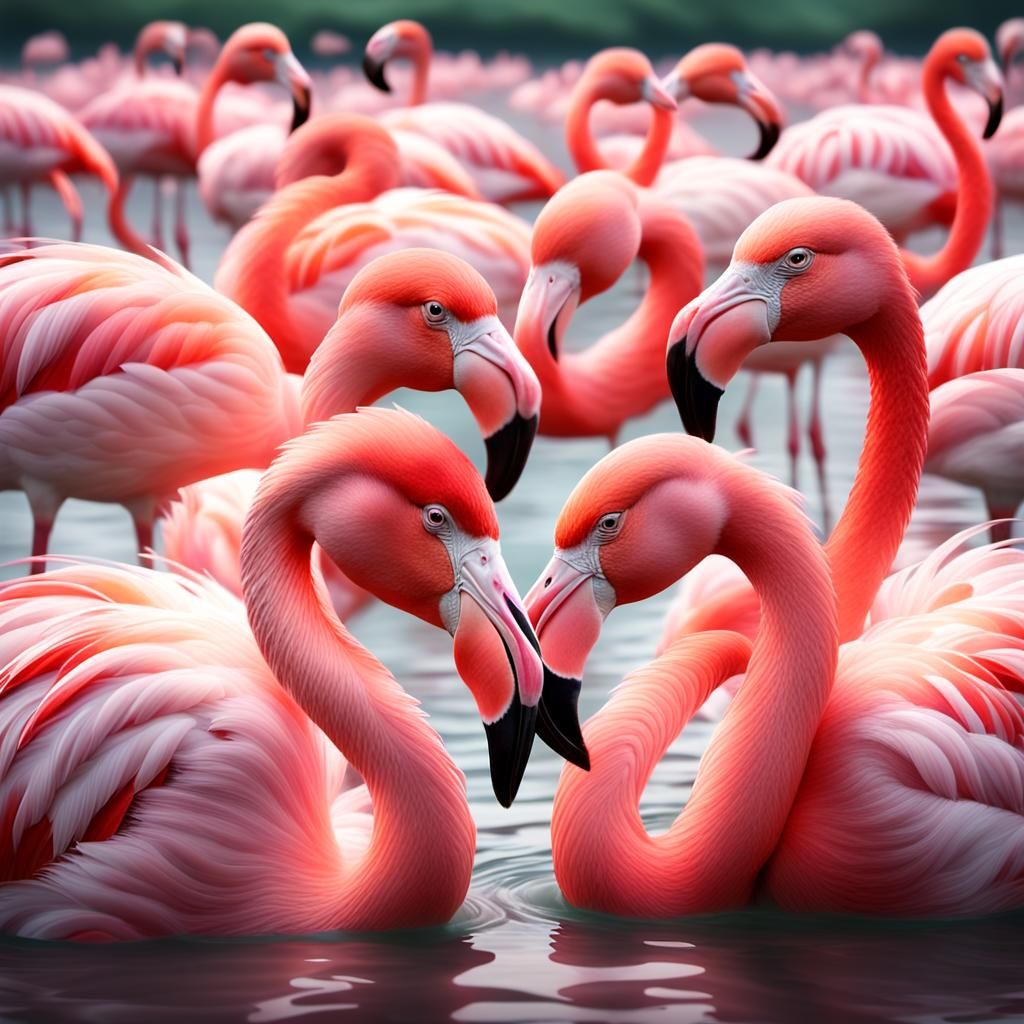 Dreamy Pink Flamingos in Pastel Watercolor