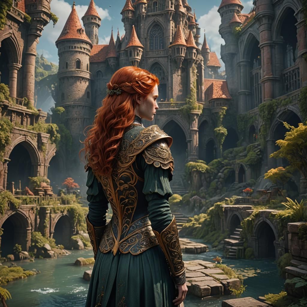 Redhead Woman, Detailed Fantasy Art