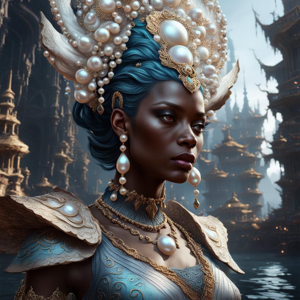 Pearl Girl: Detailed Matte Painting in Deep Color