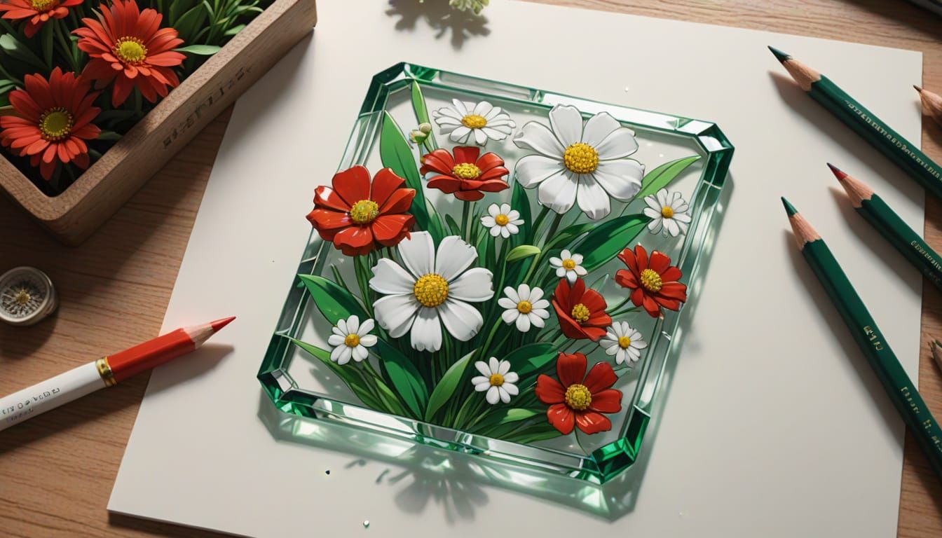 Ghibli-Inspired Crystal Girl in Vibrant Squares World