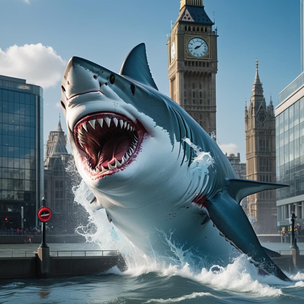 Surreal Shark Attack in Downtown London