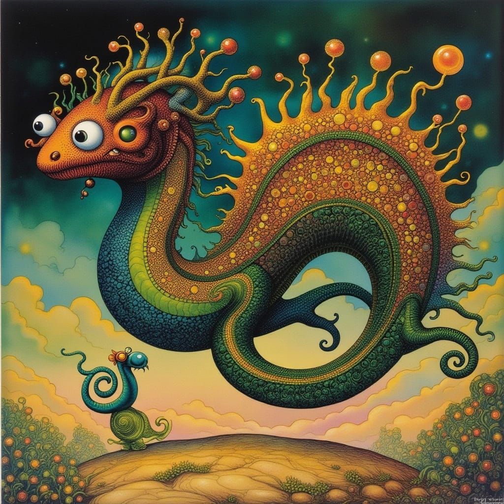 Riding a 3D Snake in Moebius and Burton Style