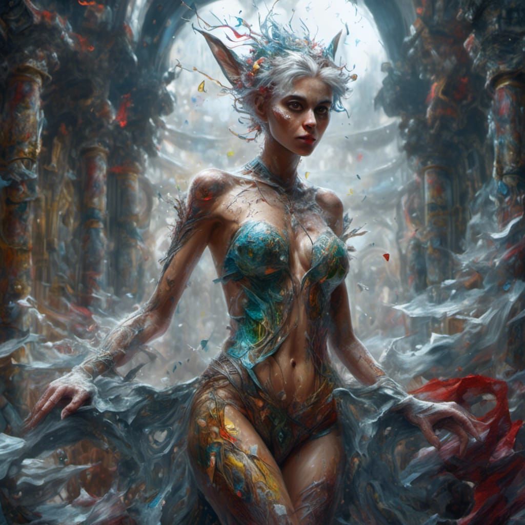 Hyperreal Elf Woman Portrait in Digital Painting Style