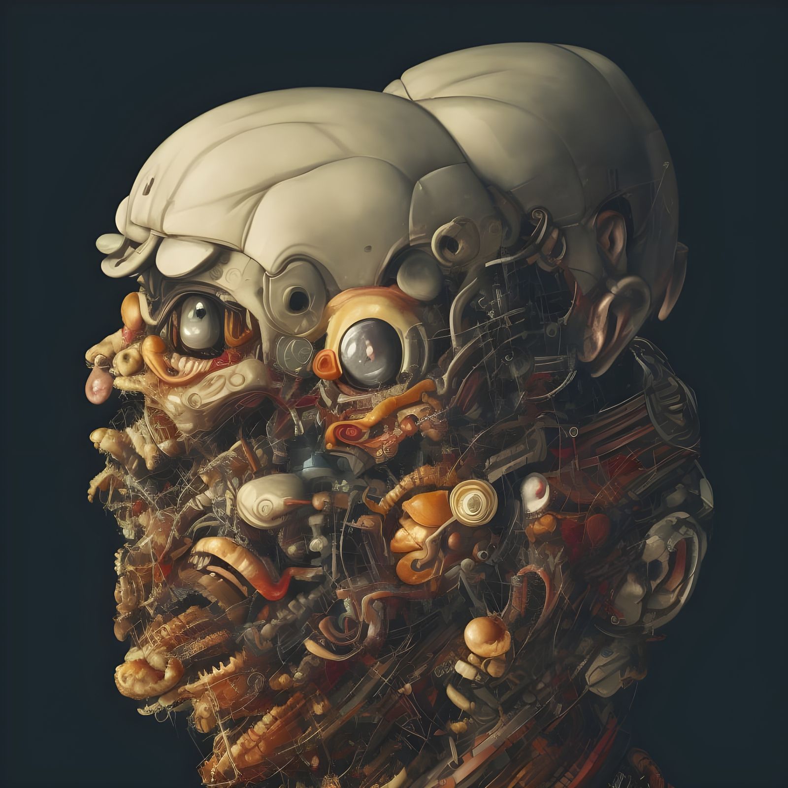 Laughing Robot Portrait in Arcimboldo Style