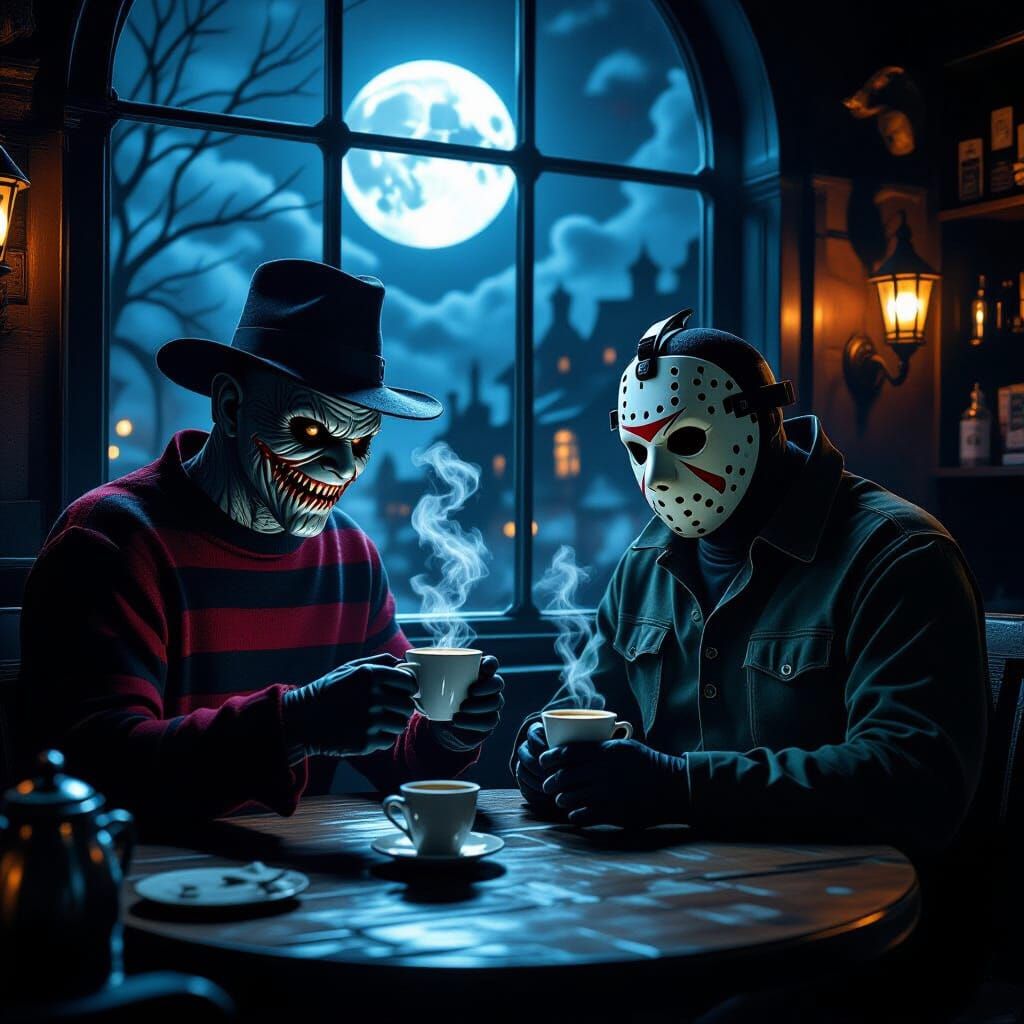 Freddy Krueger & Jason Baristas Serve Coffee Under Eerie Moo...