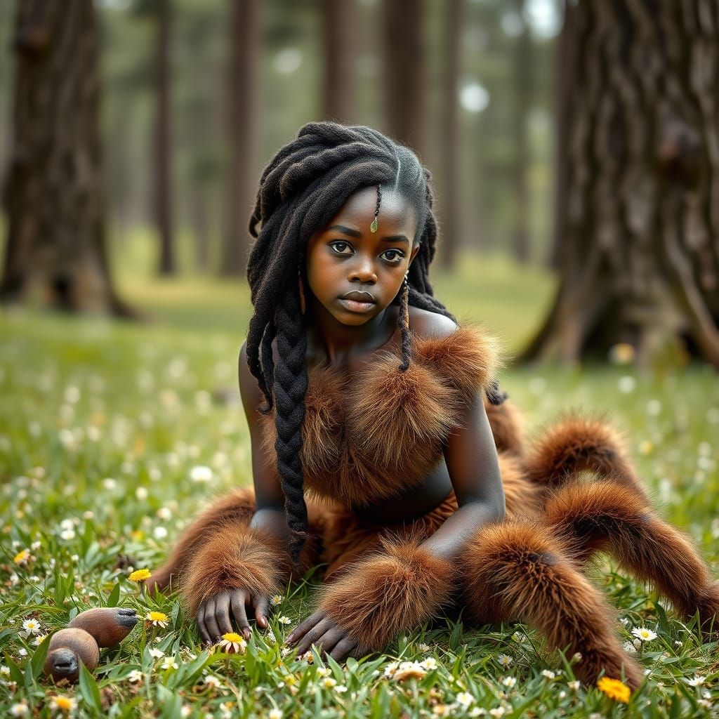 Drider Woman in Grassy Meadow, Photorealistic Style