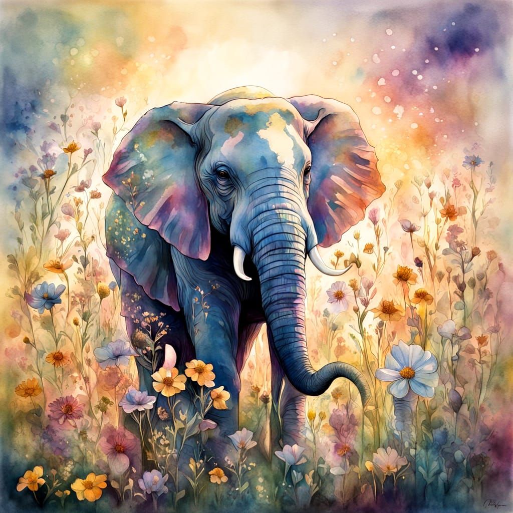 Surreal Whimsy: Elephant and Elf Queen Merge in Dreamlike Pr...