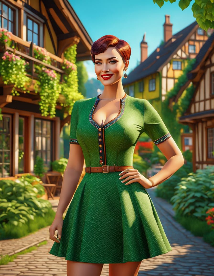 Curvy German Beauty in Traditional Village