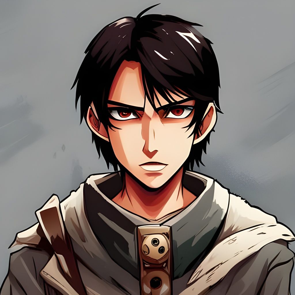 Ghost Boy Portrait in Attack on Titan Anime Style