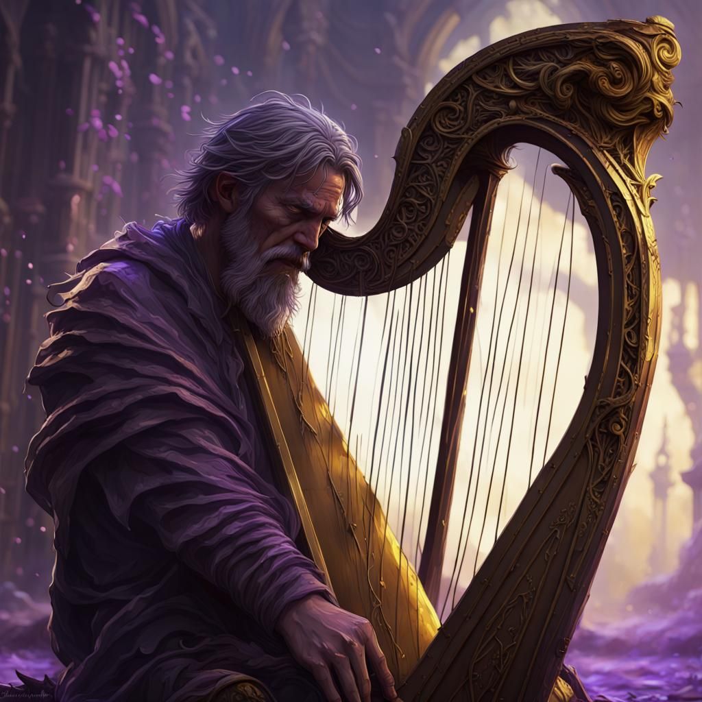 Dark Fantasy: Sad Man with Broken Harp