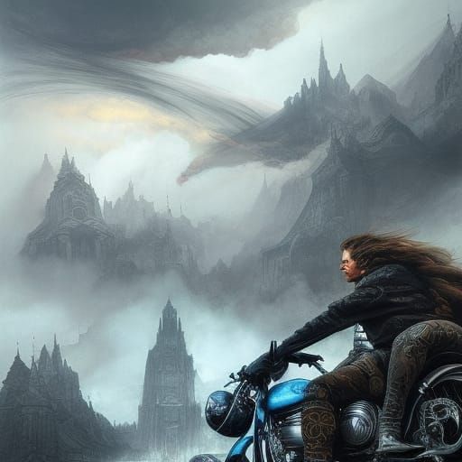 Motorcycle Fantasy in Hyperrealistic Surrealism