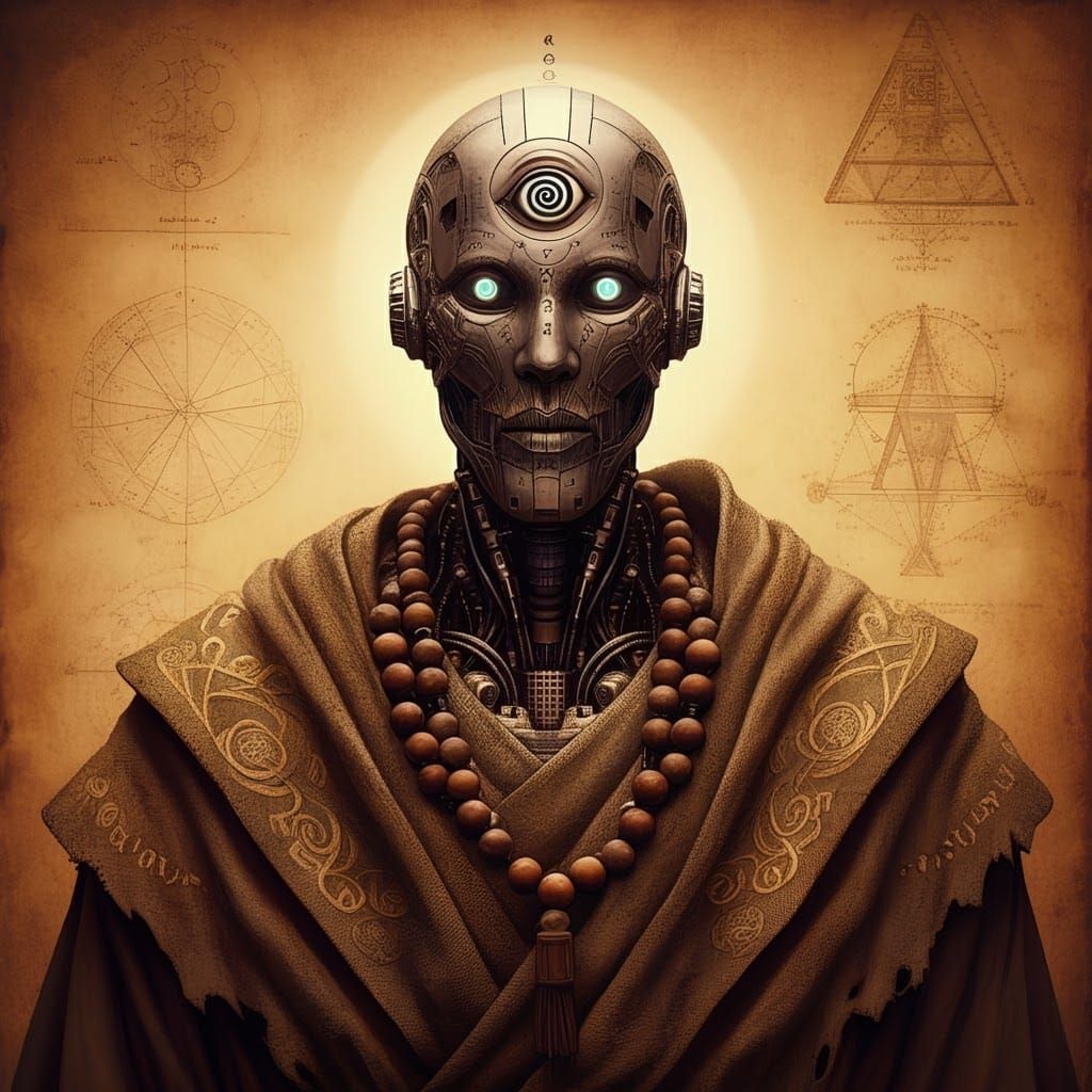 Highly detailed humanoid robot monk