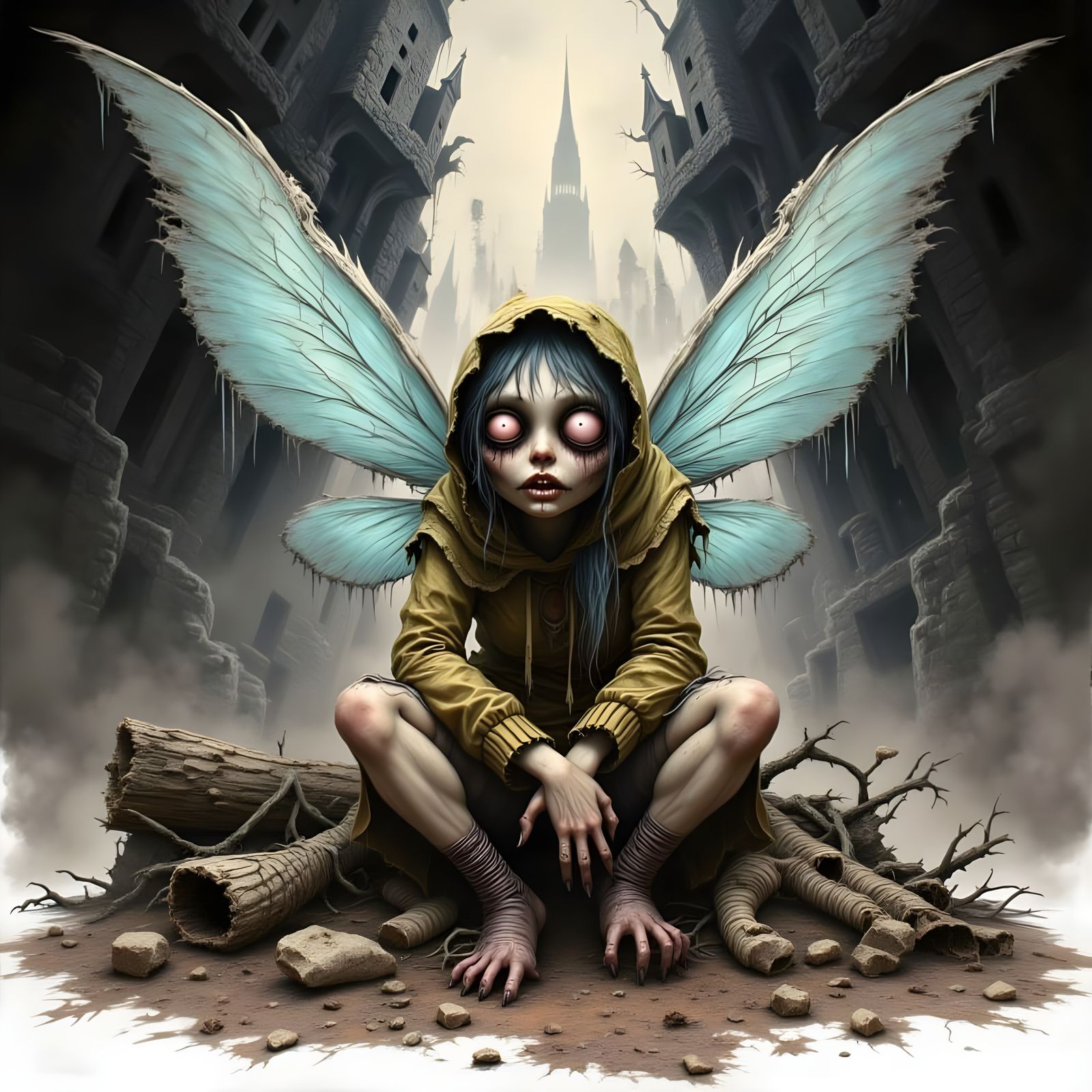 Soulless Fairy Lost in Post-Apocalyptic Wasteland