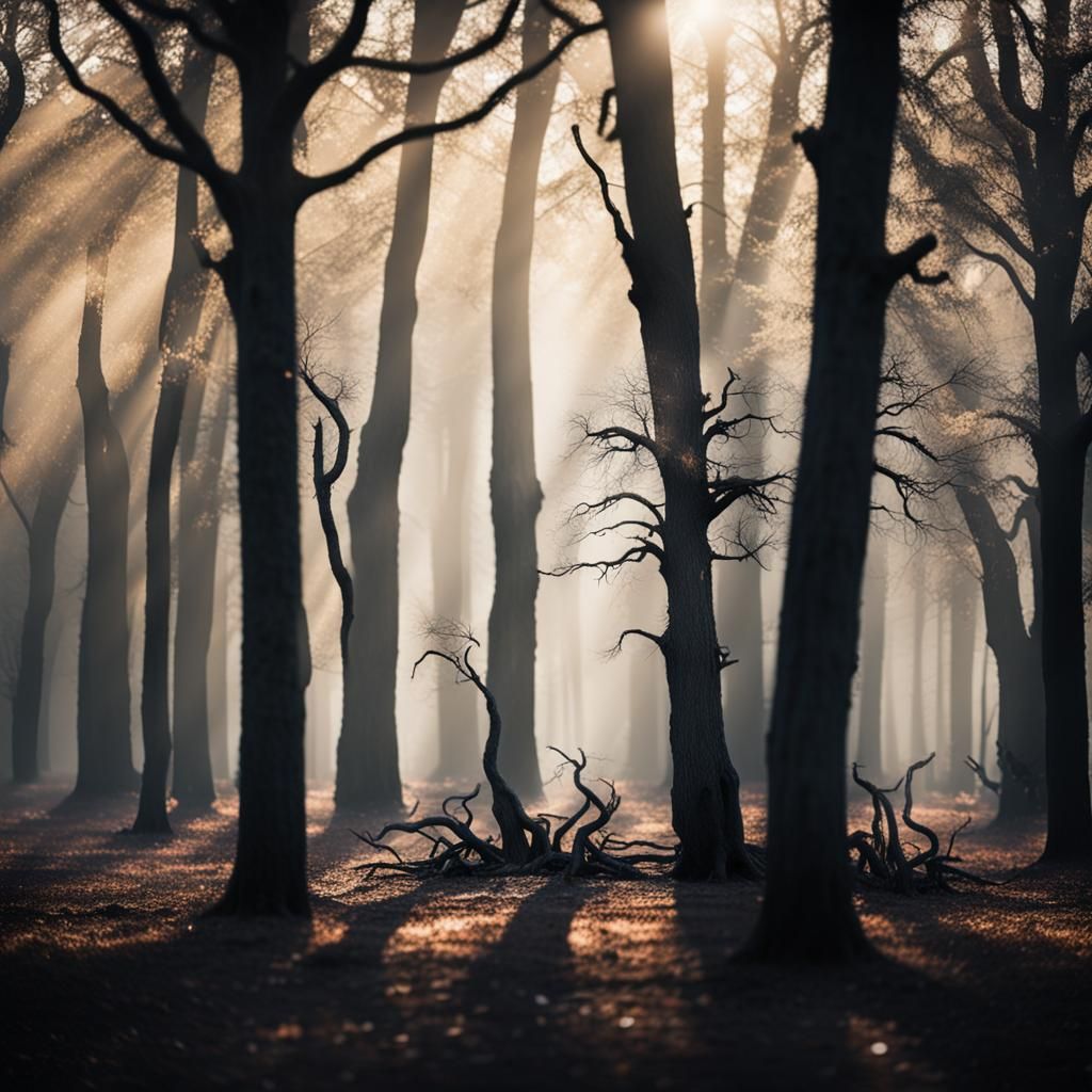 Eerie Forest with Humanoid Trees: Professional Photography