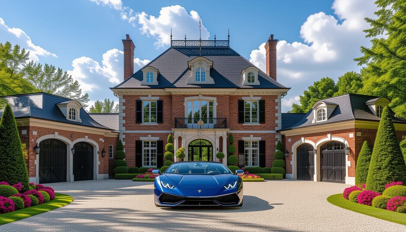 Victorian Chateau With Lamborghini In Monet Style