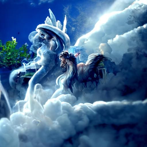Zeus on Pegasus in Thunderstorm: Ethereal Fantasy Art