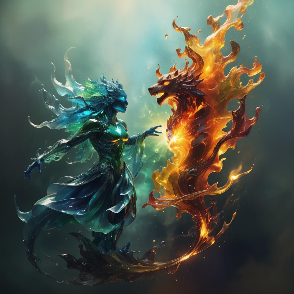 Fire Elemental Gemstone in Surreal Concept Art
