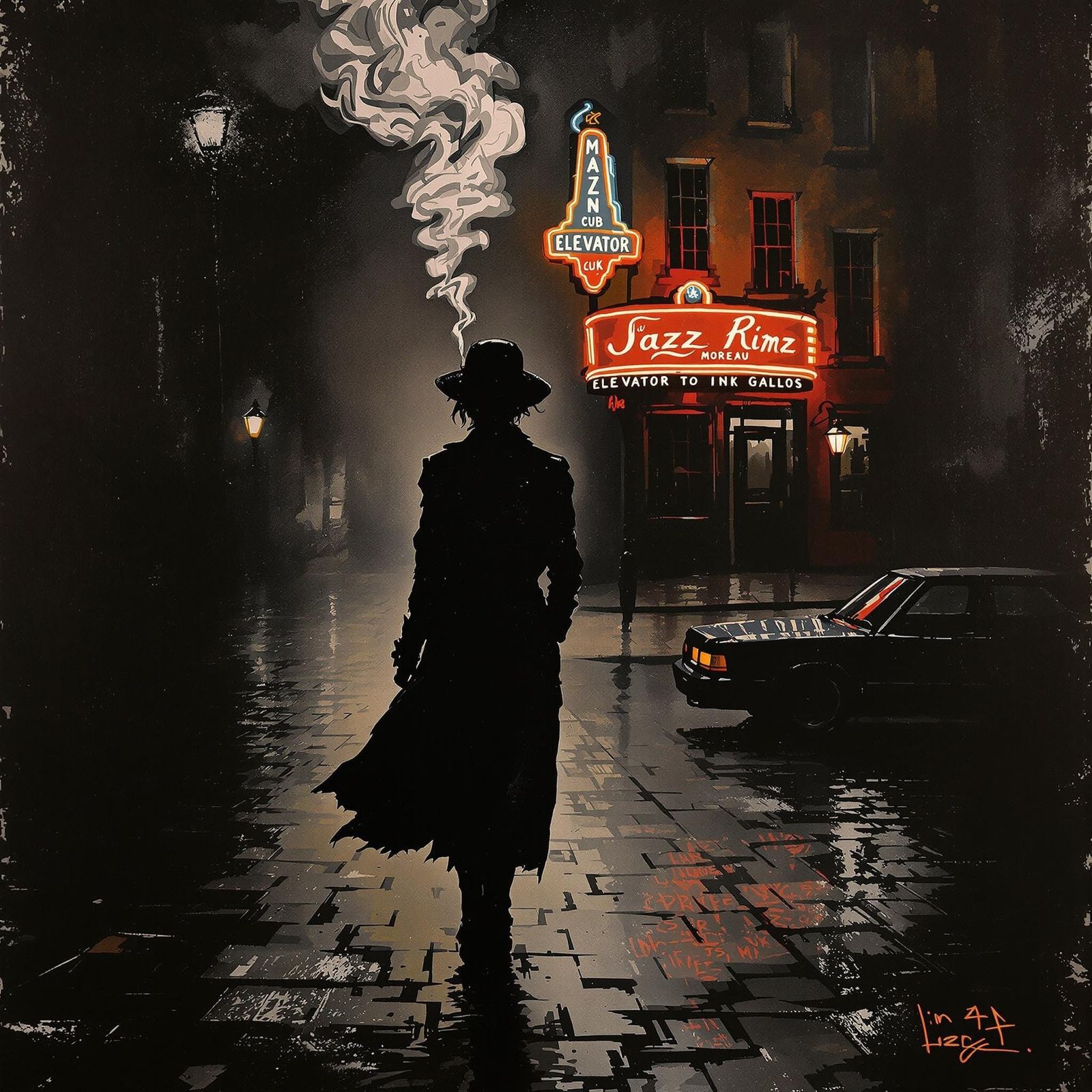 Moody Midnight Parisian Streets in Ink and Charcoal