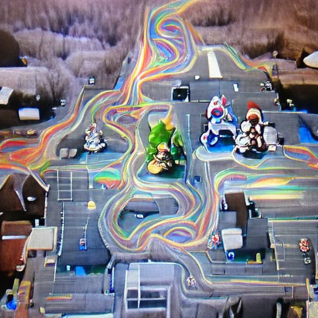 Mario Kart Rainbow Road Distant View