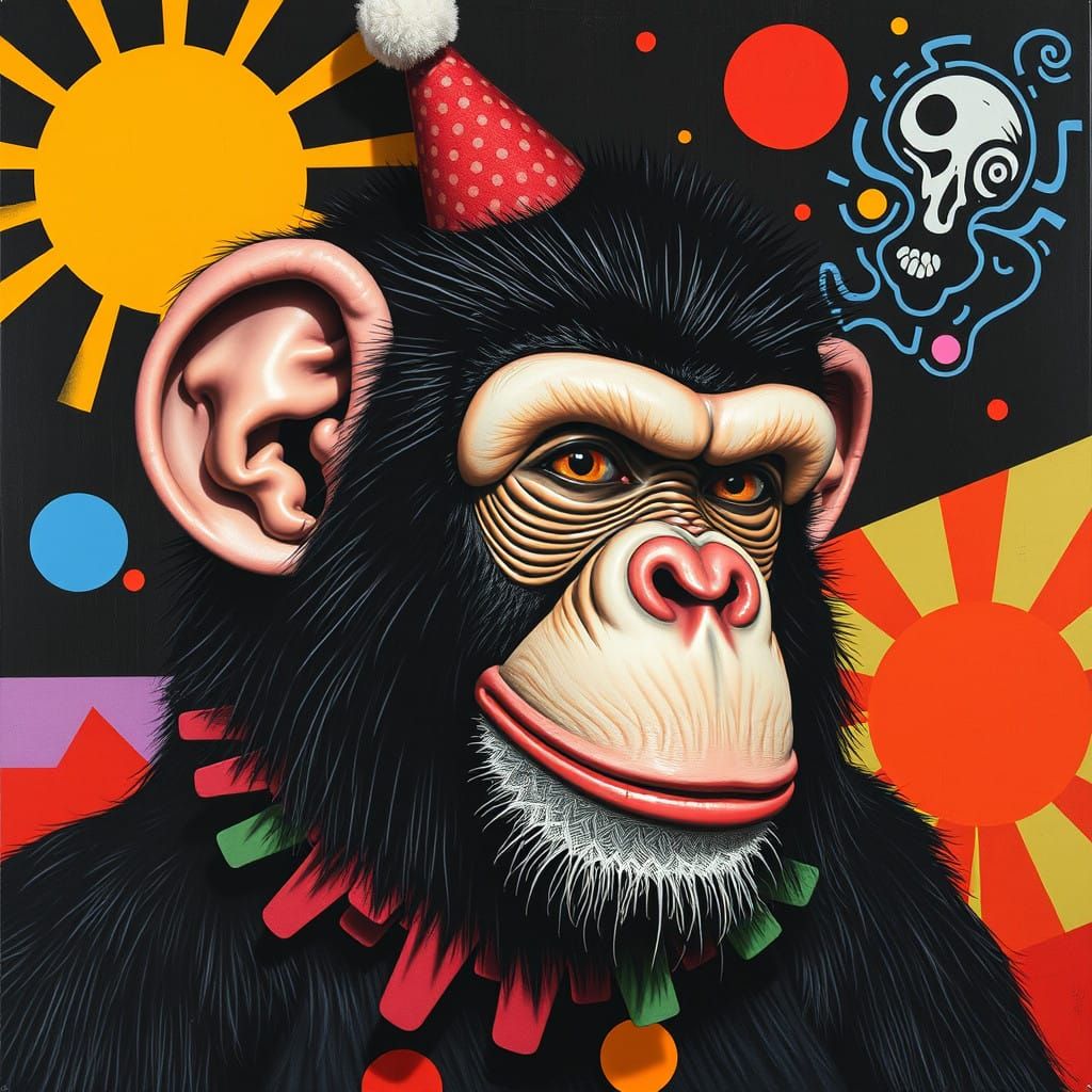 Pop Art Hybrid of Monkey and Clown
