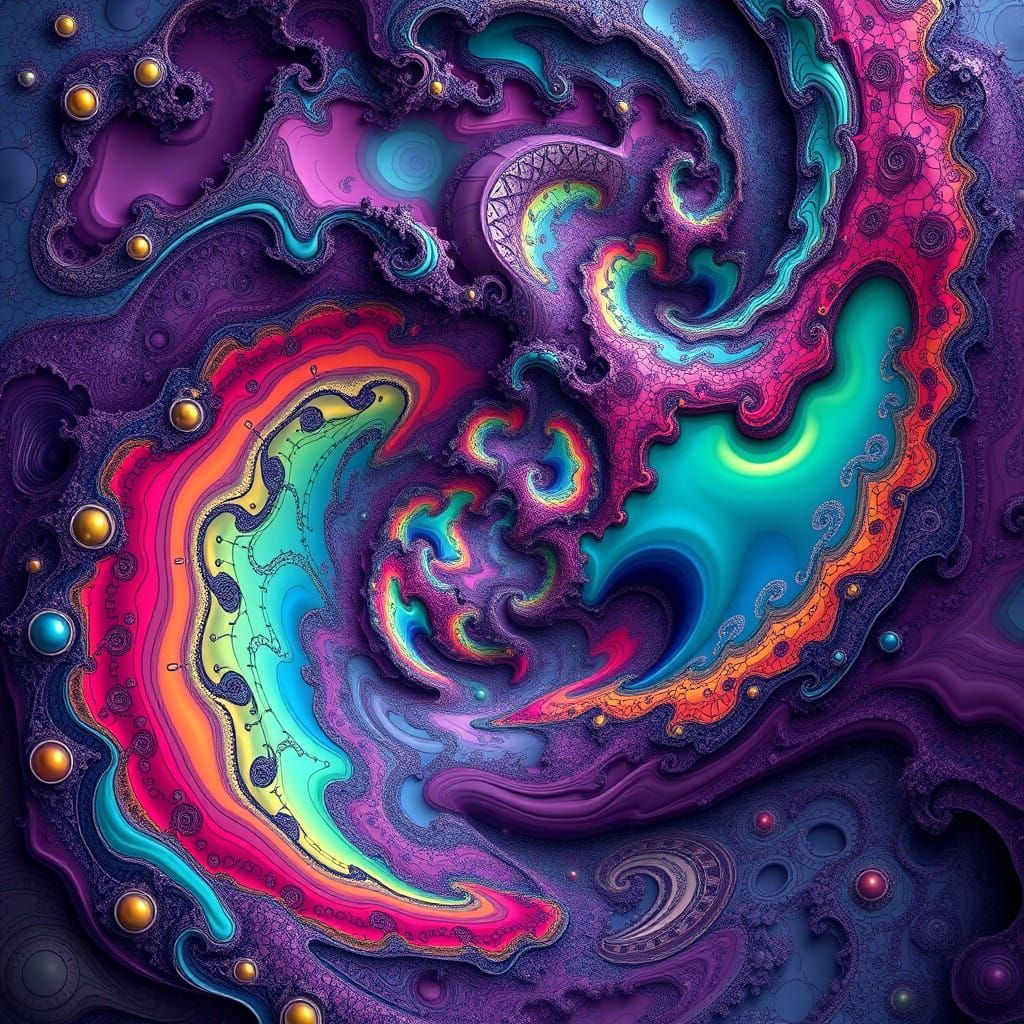 Infinite Fractal Tapestry in Cyberpunk Style