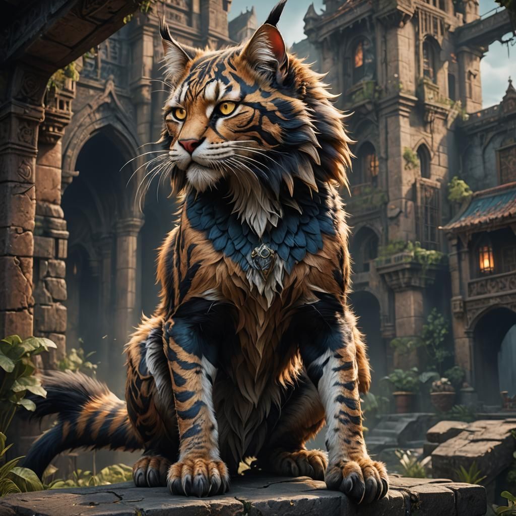 Detailed Werecat Portrait in a Fantasy Art Style