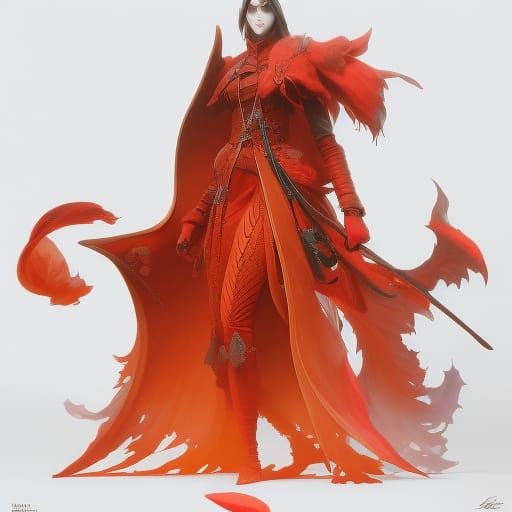 Adorable Red Ghost in Anime Style Concept Art