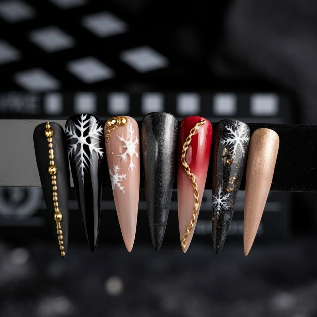 Edgy Stiletto Nail Art Designs in Film Still