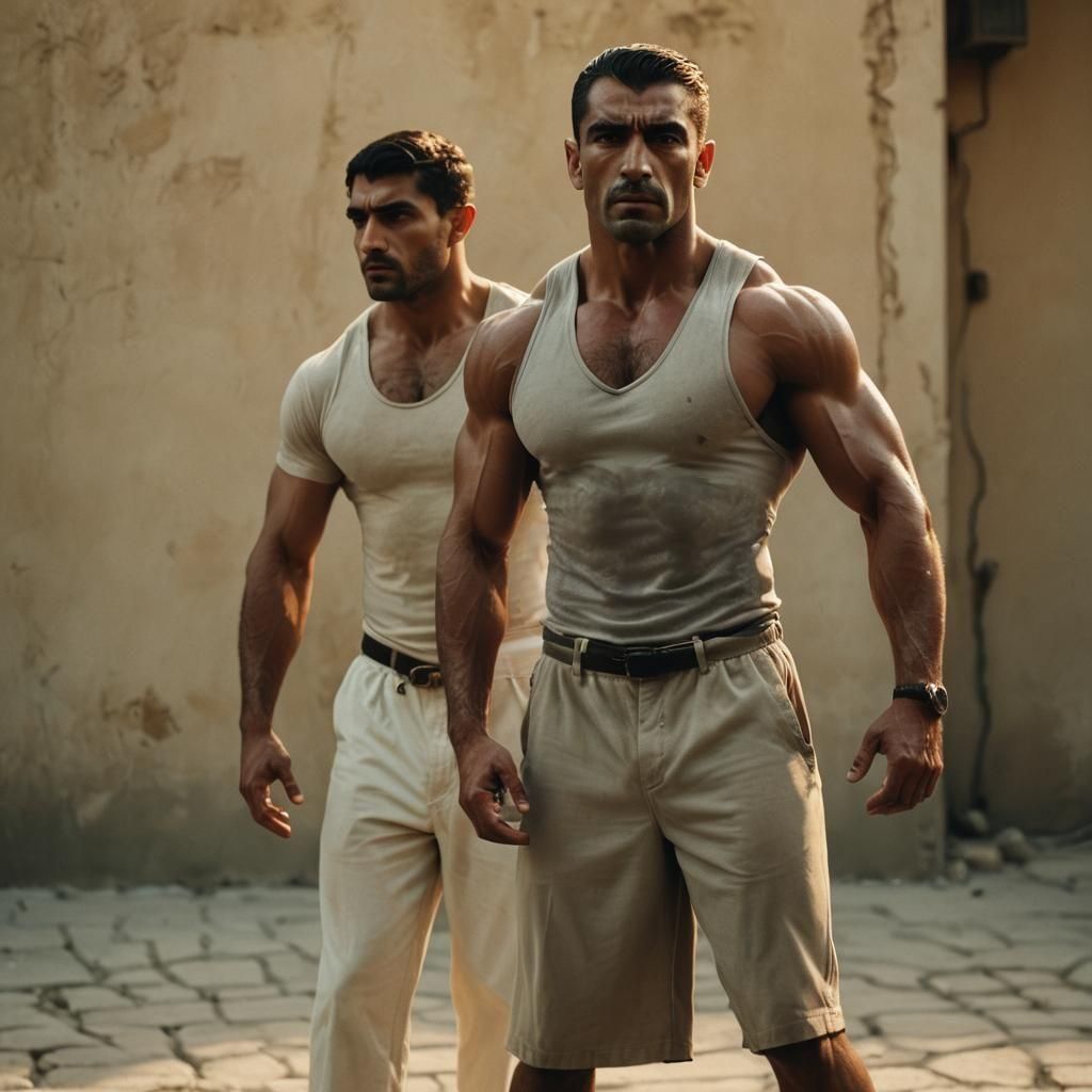 Alpha Male Arab Bodybuilder: Cinematic Film Still