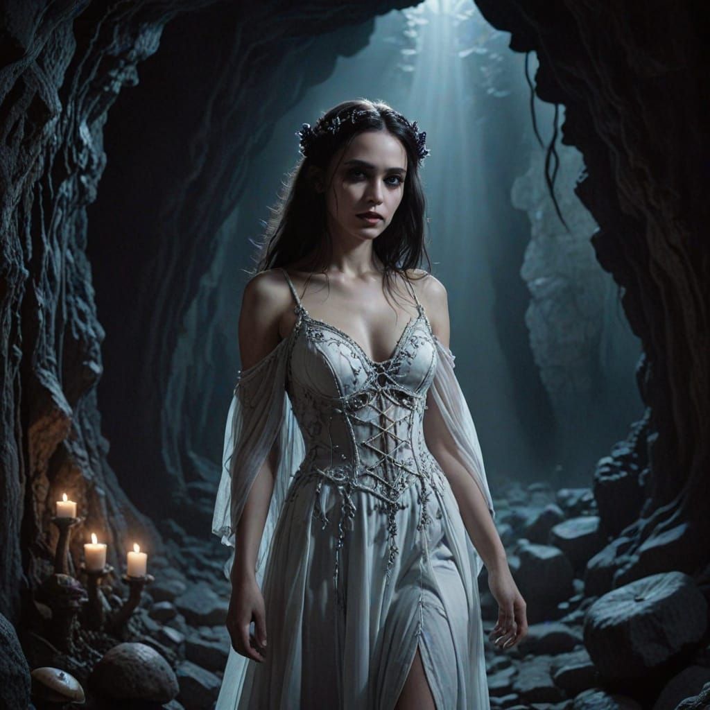 Gothic Fantasy Necromancer in Chiaroscuro Lighting