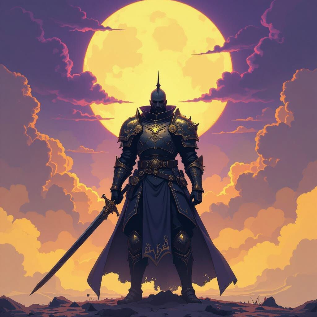 Dark Fantasy Commander in Dramatic Sunlight