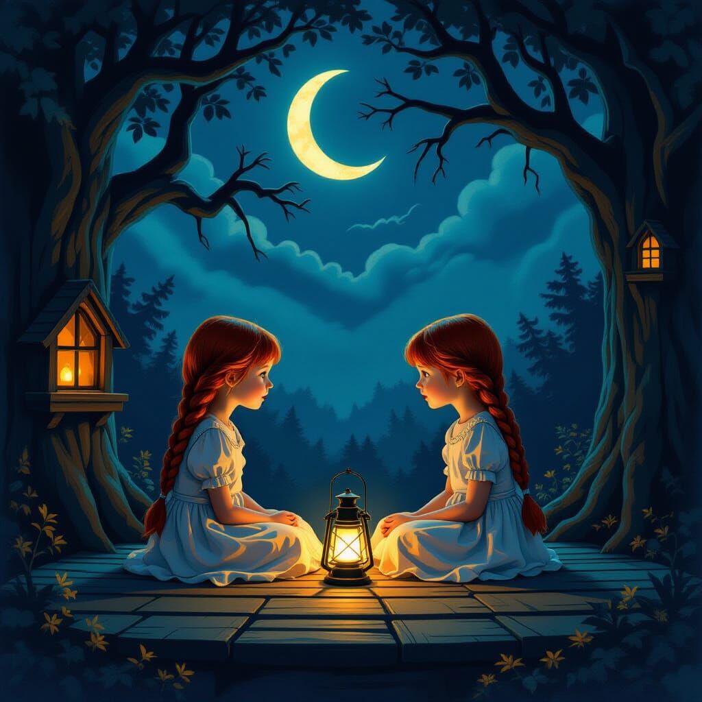 Girls Telling Ghost Stories in Eerie Treehouse
