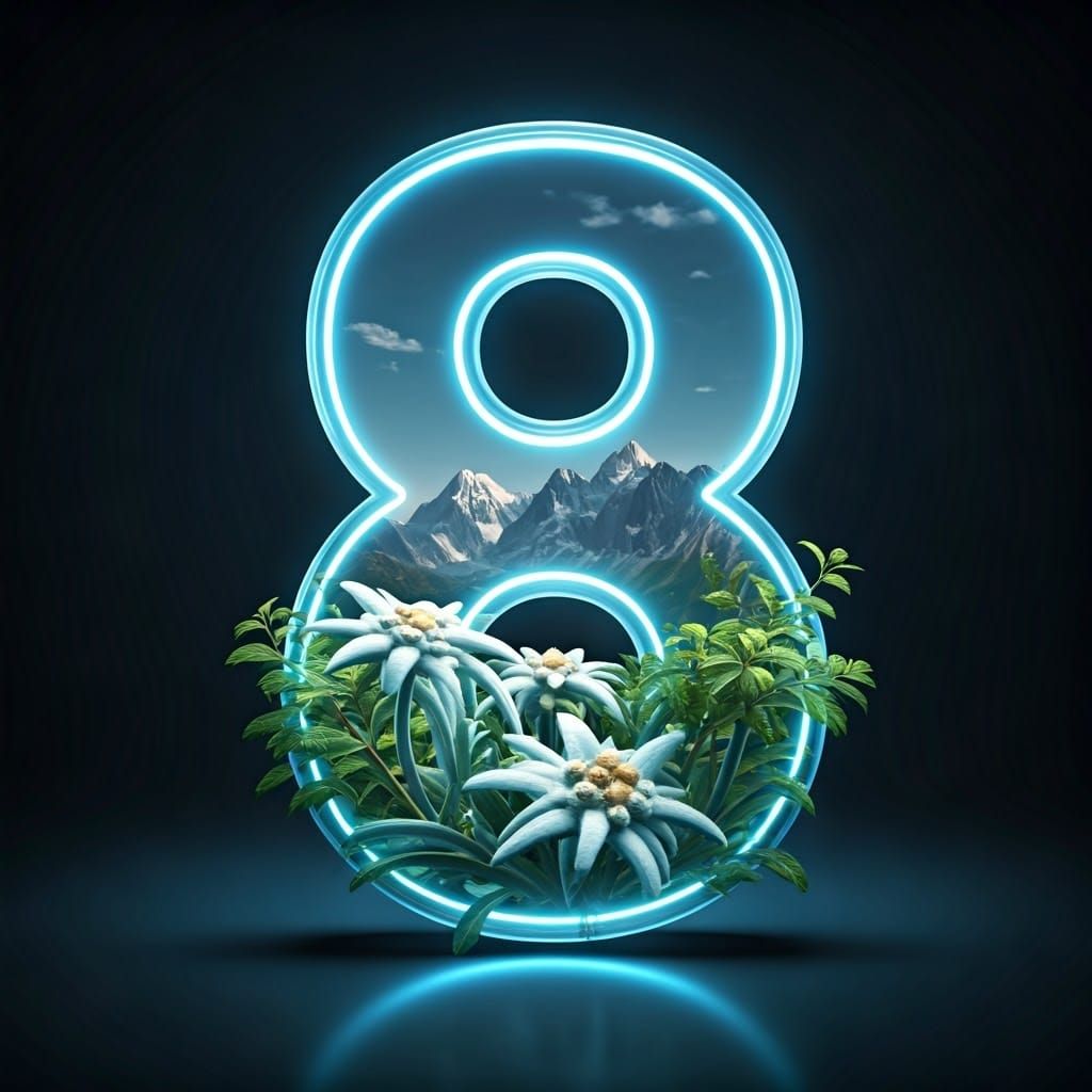Luminous Number 8 Reveals Majestic Mountains and Edelweiss i...