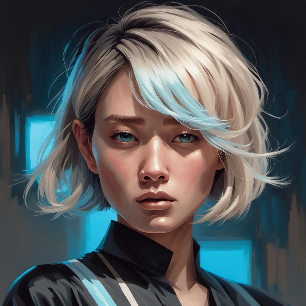 Elegant Asian Woman Portrait in Digital Art Style