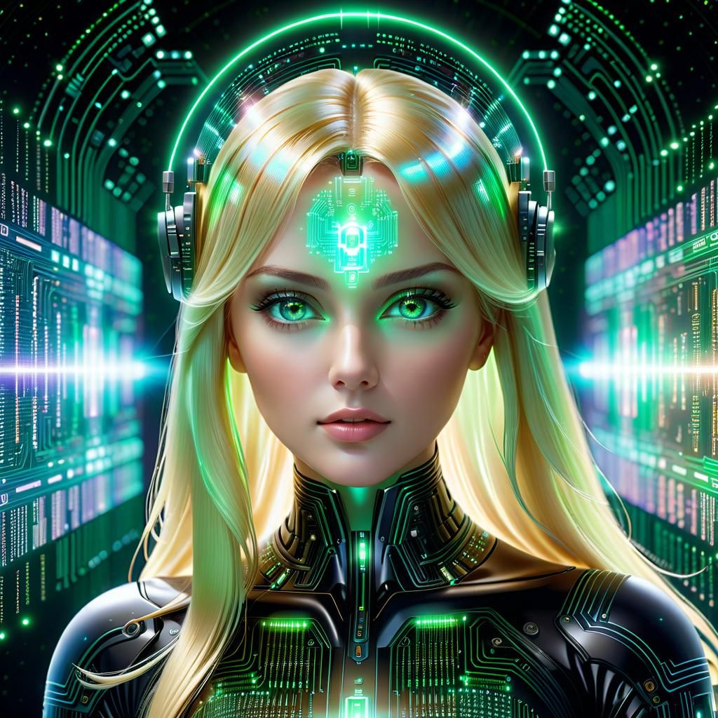 Holographic AI Goddess Portrait: Intricate Digital Art