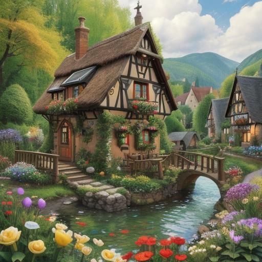 Art Nouveau Miniature Alpine Village in Germany