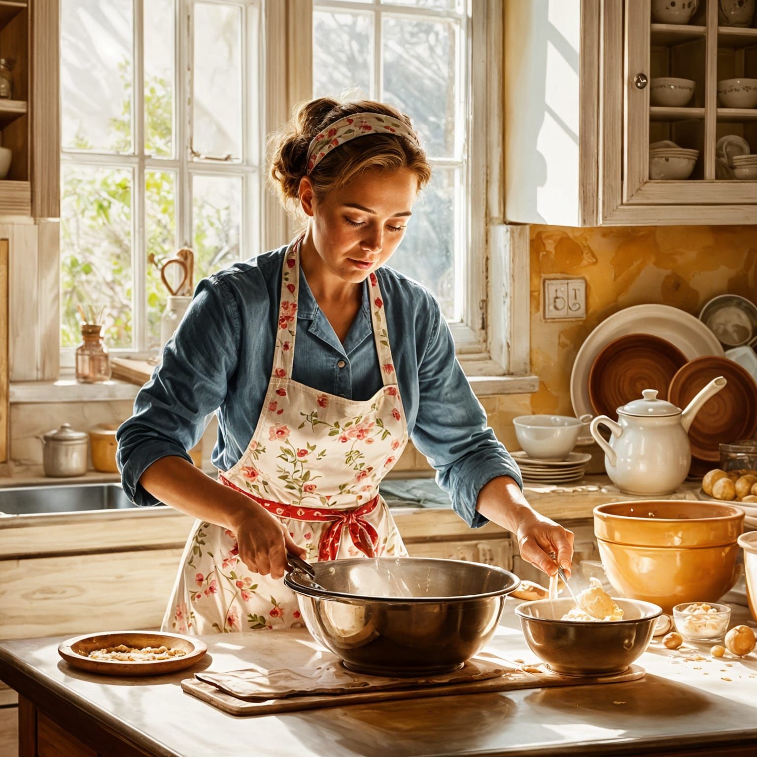 Woman Baking in Kitchen: A Home Baking Scene
