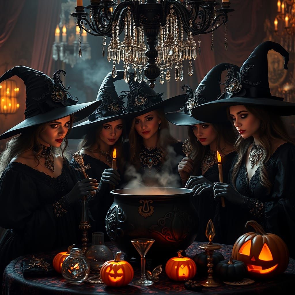 Mystical Witches' Gala in Art Nouveau Style
