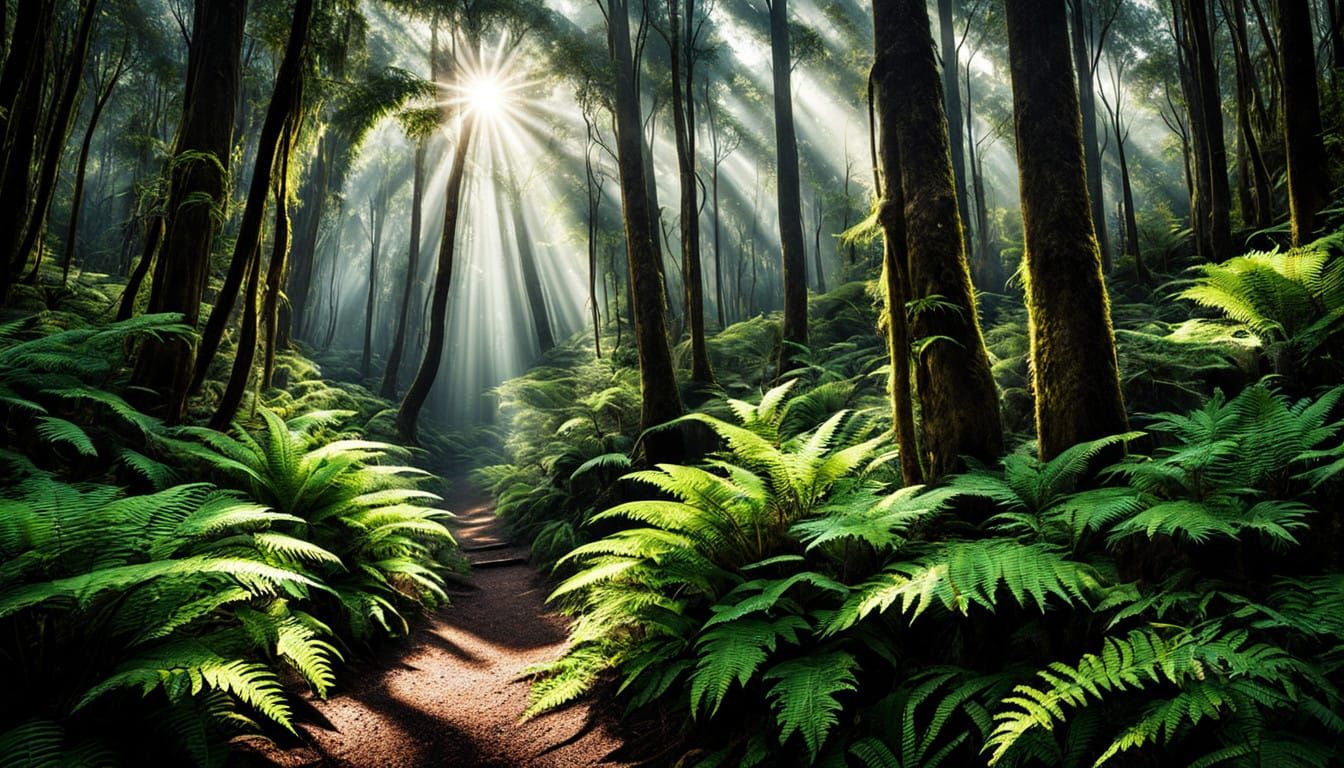 Tasmanian Mountain Forest in Vibrant HDR