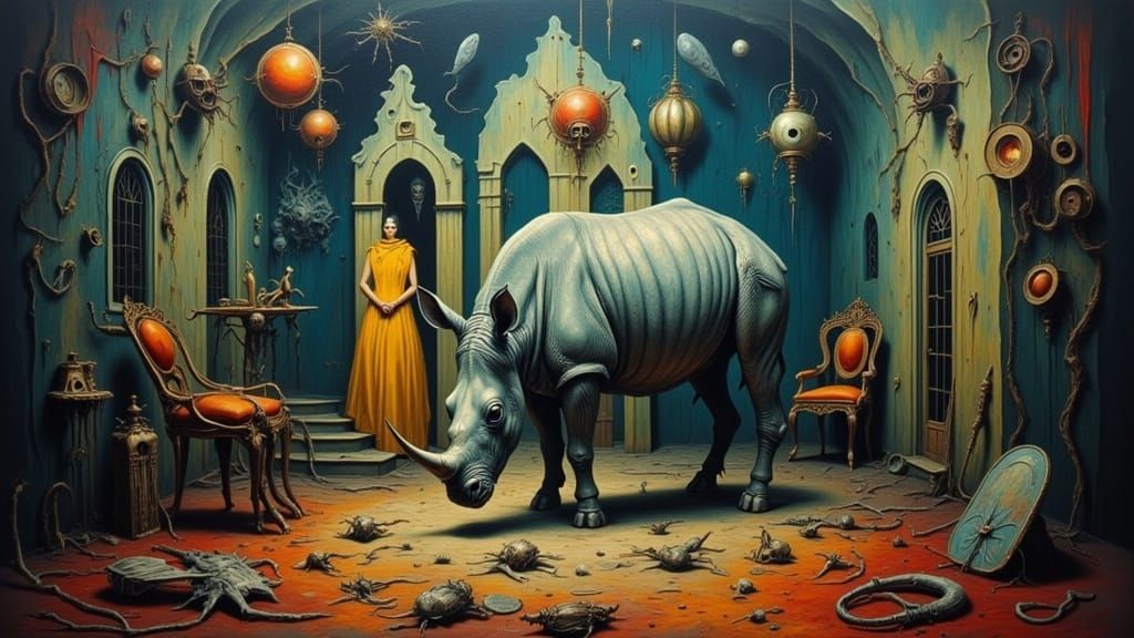 Electric Rhino Illuminates Haunted Castle in Surrealist Styl...
