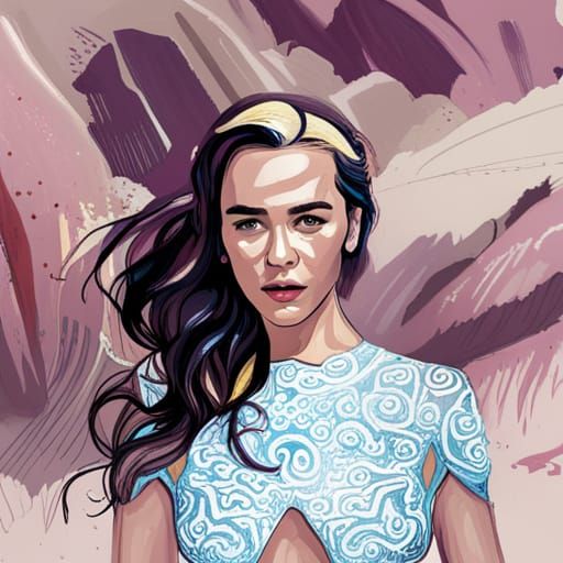 Golden Ocean Goddess in Splash Art Style