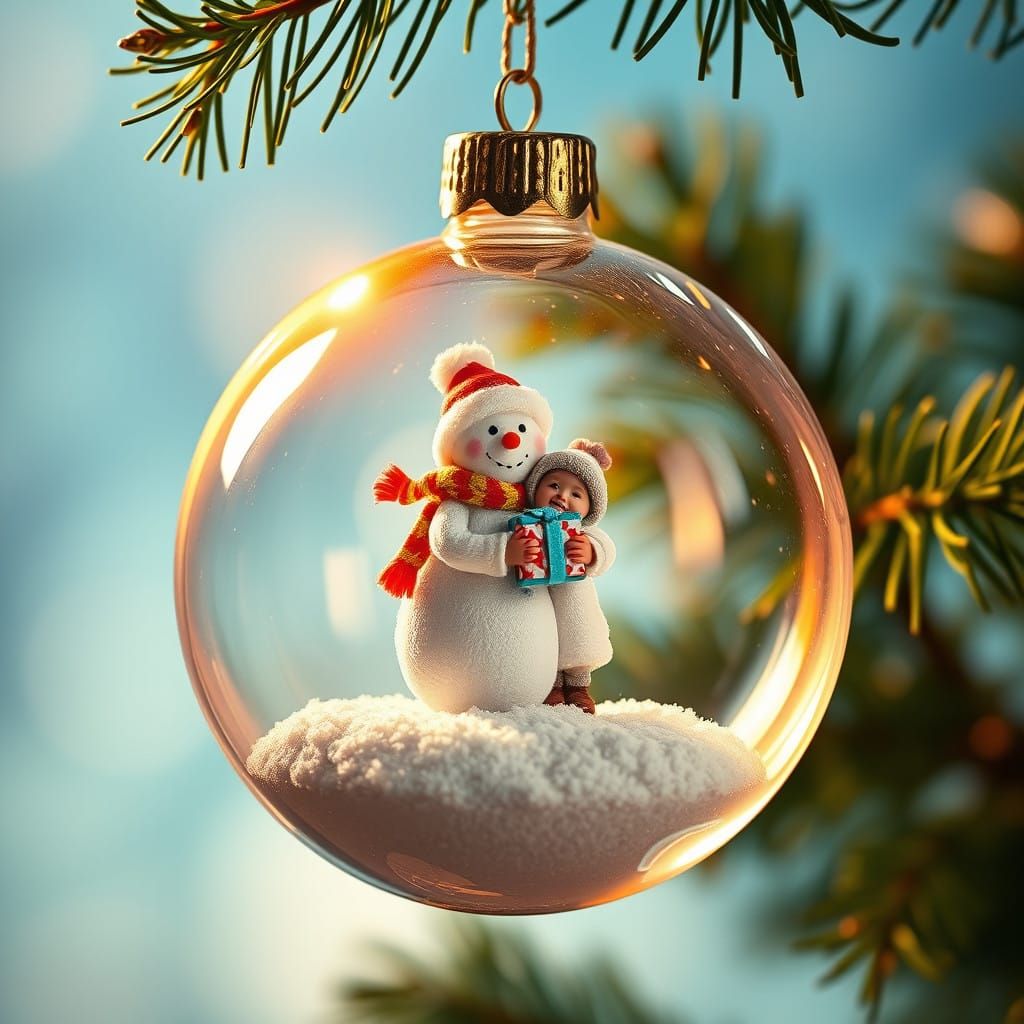 Enchanted Winter Scene Inside Glass Ornament