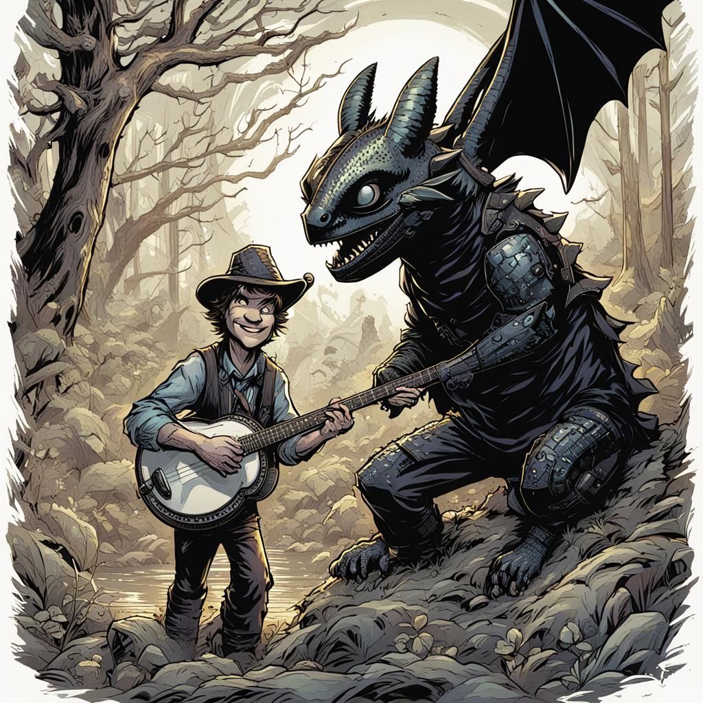 Comic Book Art: Toothless Banjo Player